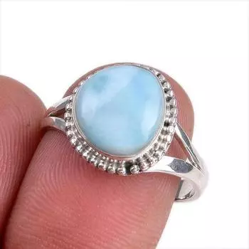 Кольцо из стерлингового серебра 925 пробы с драгоценным камнем Natural Republic Larimar S.8 S6k48