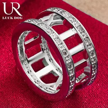 Кольцо из стерлингового серебра 925 пробы с римскими цифрами и цирконием AAA 7#