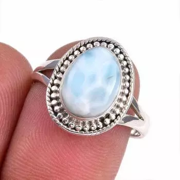 Кольцо из стерлингового серебра 925 пробы с драгоценным камнем Natural Republic Larimar S.8 l5c10
