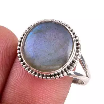 Кольцо из стерлингового серебра 925 пробы с натуральным лабрадоритом S.9.5 n3t55