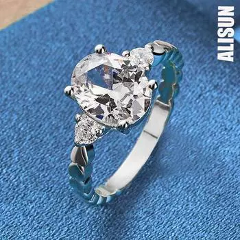 Кольцо из стерлингового серебра 925 пробы с цирконием AAA, модные свадебные украшения 6#