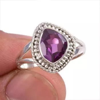 Кольцо из стерлингового серебра 925 пробы с натуральным александритом S.7.5 w7W84