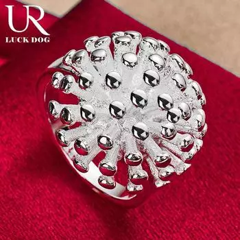 Кольцо из стерлингового серебра 925 пробы с коралловым фейерверком, модные свадебные украшения 5#