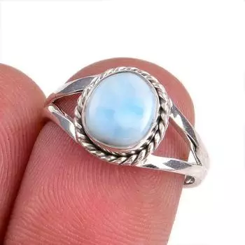 Кольцо из стерлингового серебра 925 пробы с драгоценным камнем Natural Republic Larimar S.7 g1R68