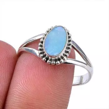 Кольцо из стерлингового серебра 925 пробы с натуральным австралийским опалом, размер 9,5 e3D76