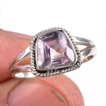 Кольцо из стерлингового серебра 925 пробы с натуральным розовым аметистом и драгоценным камнем S.6.5 P9W30