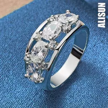 Кольцо из стерлингового серебра 925 пробы с круглым цирконием AAA 7#