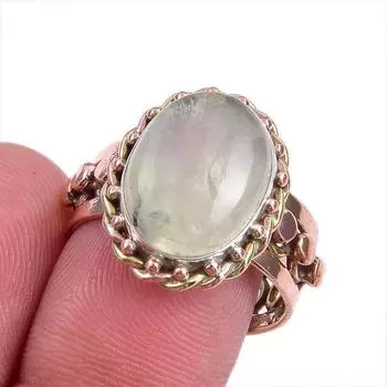 Кольцо из стерлингового серебра 925 пробы с натуральным драгоценным камнем пренитом в двух тонах S.8.5 w3I89