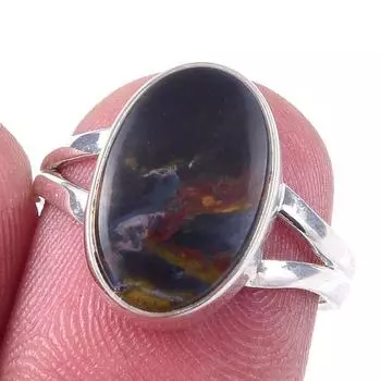 Кольцо из стерлингового серебра 925 пробы с натуральным драгоценным камнем Питерсит ручной работы, размер 6 P3H74