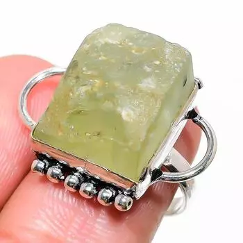 Кольцо из стерлингового серебра 925 пробы с натуральным необработанным драгоценным камнем ручной работы, размер 7, W6R67