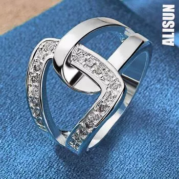 Кольцо из стерлингового серебра 925 пробы с цирконом AAA, модные свадебные украшения 7#