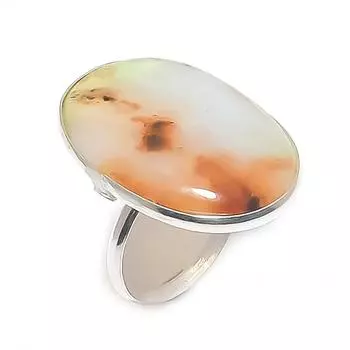 Кольцо из стерлингового серебра 925 пробы с натуральным хризопразом, размер 7 t7z69