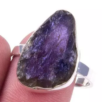 Кольцо из стерлингового серебра 925 пробы с натуральным лабрадоритом ручной работы S.10 g0g02