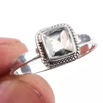 Кольцо из стерлингового серебра 925 пробы с натуральным зеленым аметистом и драгоценным камнем S.10 Z8R43