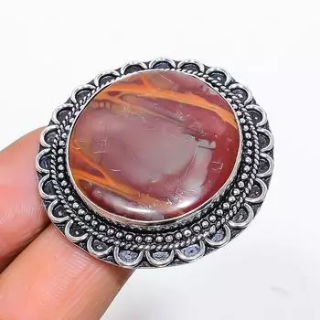 Кольцо из стерлингового серебра 925 пробы с натуральным драгоценным камнем Норина Джаспер ручной работы, размер 7,5 s0Y48