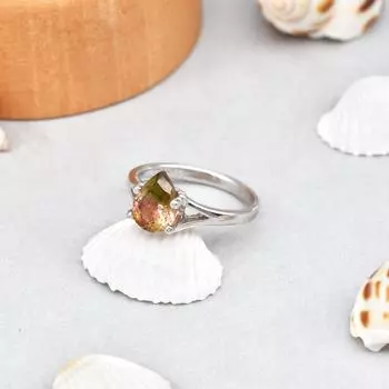 Кольцо из стерлингового серебра 925 пробы с натуральным редким турмалином, размер 4,5, подарочное кольцо США 4.5 US