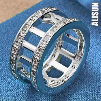 Кольцо из стерлингового серебра 925 пробы с римскими цифрами и цирконием AAA 7#