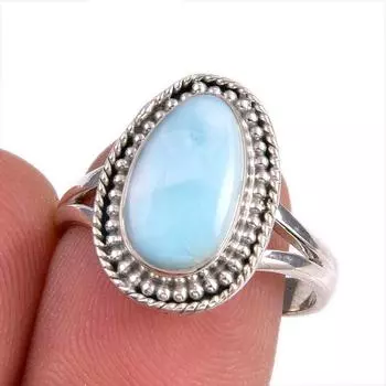 Кольцо из стерлингового серебра 925 пробы с драгоценным камнем Natural Republic Larimar S.8 N3B16