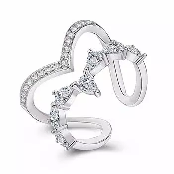 Кольцо из стерлингового серебра 925 пробы с двухслойным нерегулярным геометрическим кристаллом и цирконом, модные вечерние украшения для женщин, S-R172 Resizable розового золота