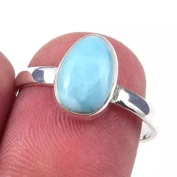 Кольцо из стерлингового серебра 925 пробы с драгоценным камнем Natural Republic Larimar S.7 S8K27