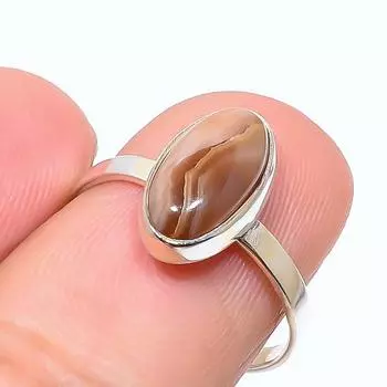 Кольцо из стерлингового серебра 925 пробы с натуральным родохрозитом S.7.5 C6U09