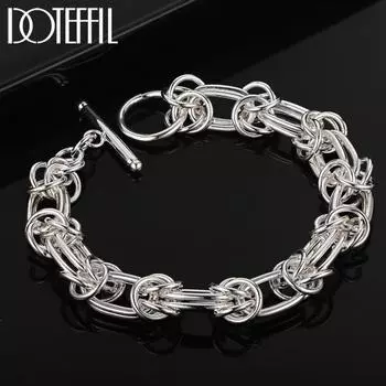 Кольцо из стерлингового серебра 925 пробы с полным кругом, браслет-цепочка, модные свадебные украшения 20CM