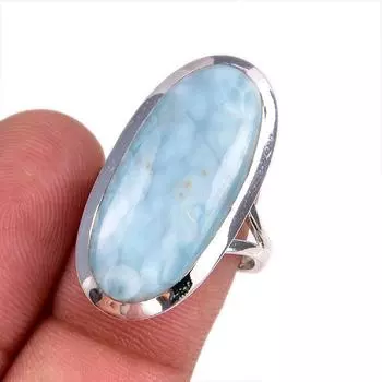 Кольцо из стерлингового серебра 925 пробы с драгоценным камнем ларимаром Natural Republic, размер 7,5 C5S27