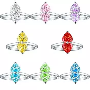 Кольцо из стерлингового серебра 925 пробы, фейерверк, огранка ледяной цветок, 1 карат, в форме сердца, с бриллиантом высокого качества из высокоуглеродистого сплава, женское кольцо-сокровище US Size 5 #