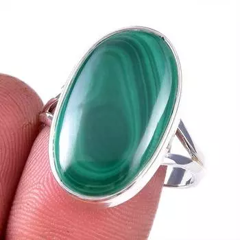 Кольцо из стерлингового серебра 925 пробы с натуральным малахитом, размер 9,5 H4c75