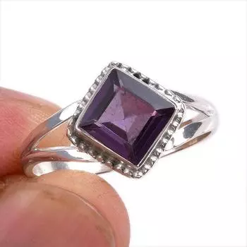 Кольцо из стерлингового серебра 925 пробы с натуральным александритом S.10 v7i32