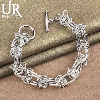 Кольцо из стерлингового серебра 925 пробы с полным кругом, браслет-цепочка, модные свадебные украшения 20CM