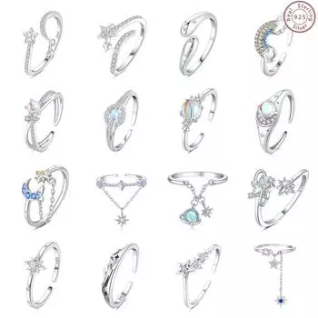 Кольцо из стерлингового серебра 925 пробы, женское, простое, не выцветающее, высококачественное, легкое, роскошное, регулируемое, универсальное, открытое кольцо