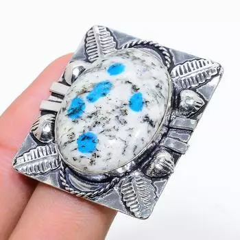 Кольцо из стерлингового серебра 925 пробы с натуральным азуритом K2 ручной работы, размер 7,5 f0T71