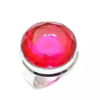Кольцо из стерлингового серебра 925 пробы с натуральным розовым рубиллитом, размер 9 G2W45