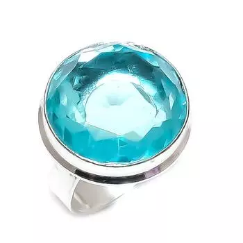 Кольцо из стерлингового серебра 925 пробы с натуральным швейцарским голубым топазом, размер 9 Q5n34