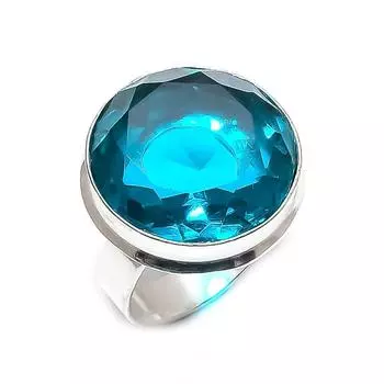 Кольцо из стерлингового серебра 925 пробы с натуральным турмалином индиголитом, размер 9 T6c27