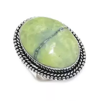 Кольцо из стерлингового серебра 925 пробы с натуральным швейцарским зеленым опалом, размер 7,5 o1G23