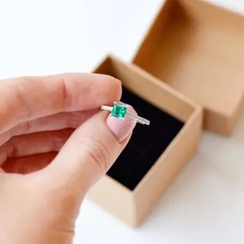 Кольцо из стерлингового серебра 925 пробы, модные ювелирные изделия, 5 мм, нано-изумрудные квадратные обручальные кольца для женщин 5 зелёный