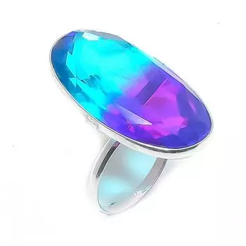 Кольцо из стерлингового серебра 925 пробы с натуральным двухцветным турмалином, размер 8 T3d26