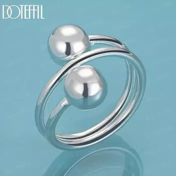 Кольцо из стерлингового серебра 925 пробы с двойным гладким шариком 8 мм, модные свадебные украшения Opening