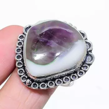 Кольцо из стерлингового серебра 925 пробы с натуральным супераметистом 23, размер 11,5 o6t75