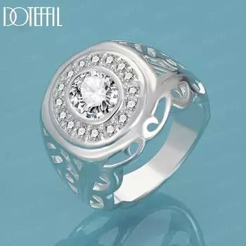 Кольцо из стерлингового серебра 925 пробы с ажурным узором и цирконием AAA, подарок на вечеринку, романтическое украшение с шармом 7#