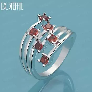 Кольцо из стерлингового серебра 925 пробы с красным цирконием AAA, подарочное украшение на свадьбу 7#