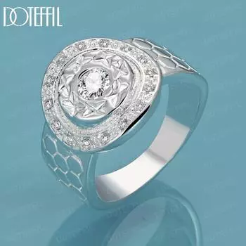 Кольцо из стерлингового серебра 925 пробы с круглым цирконием AAA, подвеска, свадебные украшения 7#