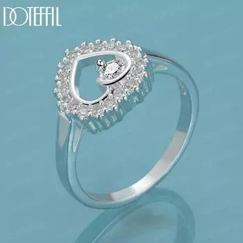 Кольцо из стерлингового серебра 925 пробы с цирконом в форме сердца и огранкой AAA, модные свадебные украшения 7#