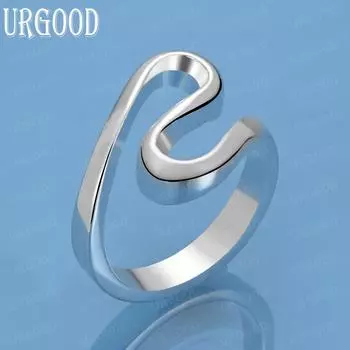 Кольцо из стерлингового серебра 925 пробы с изогнутым гладким узором, модное украшение для свадьбы 7#