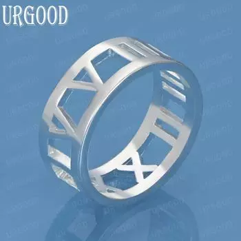 Кольцо из стерлингового серебра 925 пробы с полыми римскими цифрами, модное украшение для свадьбы 5#