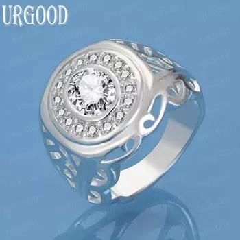 Кольцо из стерлингового серебра 925 пробы с ажурным узором и цирконием класса ААА, подарок на вечеринку, романтическое украшение 7#