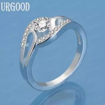 Кольцо из стерлингового серебра 925 пробы с круглым цирконом AAA, модное украшение для свадьбы 8#