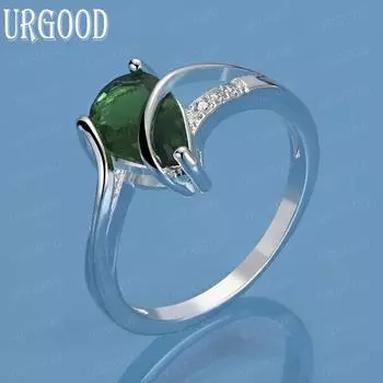Кольцо из стерлингового серебра 925 пробы с зеленым цирконом AAA, модное украшение для свадьбы 7#